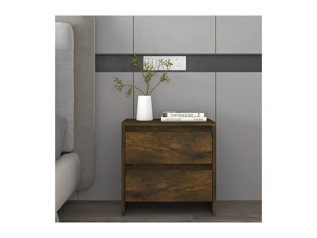 Tables de chevet lot de 2 chêne fumé 45x34,5x44,5cm bois ingénierie