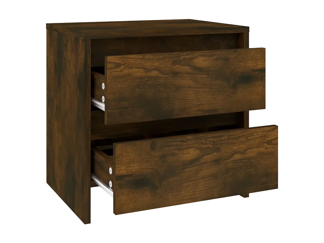 Nachttisch 2er Set-Beistelltisch-Nachttischkommode Räuchereiche 45x34,5x44,5 cm Holzwerkstoff SHL45701