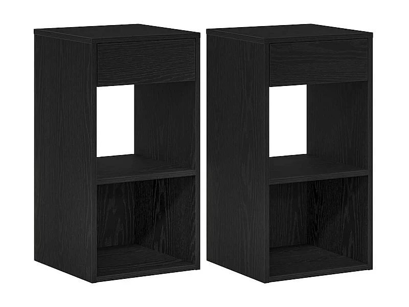 Mesillas de noche | Mesita de noche con cajón 2 uds roble negro 35x34x66,5 cm