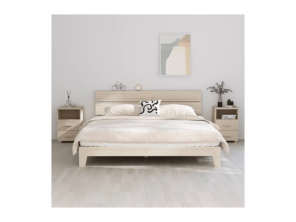 Mesitas de noche | Mesilla de noche 2 uds HAMAR pino macizo marrón miel 40x35x62 cm