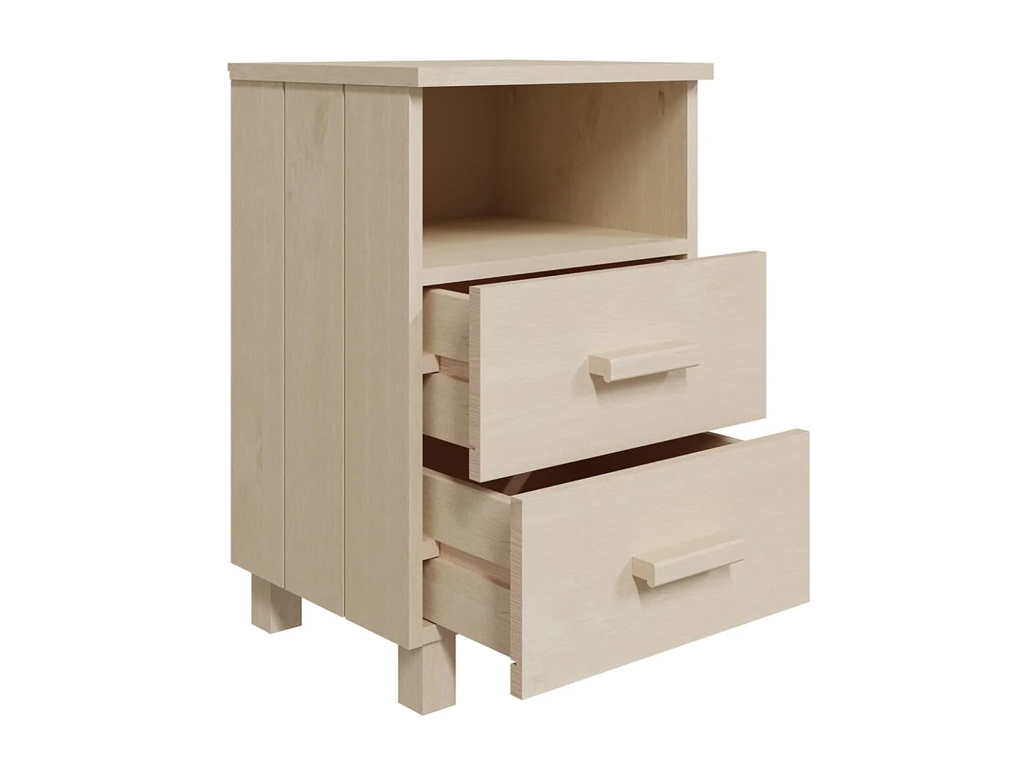 Nachttische-Beistelltisch-Nachttischkommode HAMAR 2 Stk. Honigbraun 40x35x62 cm Massivholz SHL45634