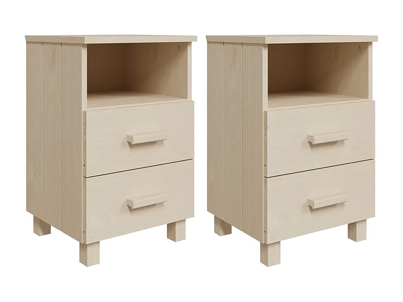Nachttische-Beistelltisch-Nachttischkommode HAMAR 2 Stk. Honigbraun 40x35x62 cm Massivholz SHL45634