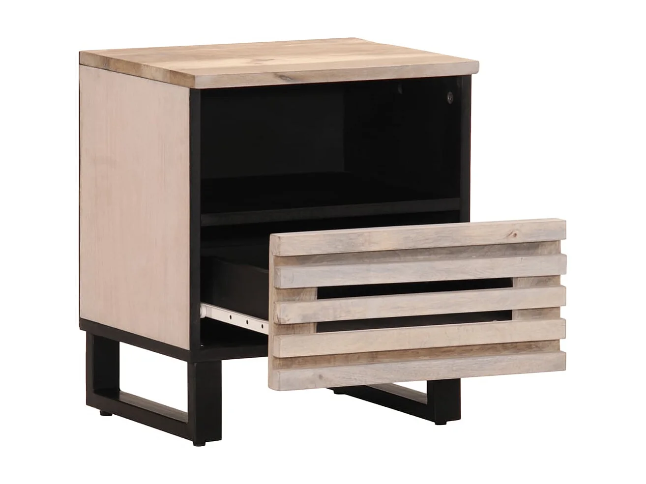 Mesitas de noche | Mesilla de noche 2 uds madera de mango blanqueado 40x34x46 cm