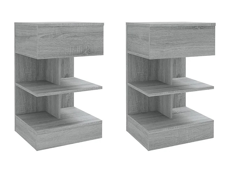 Mesitas de noche | Mesilla de noche 2 uds madera gris Sonoma 40x35x65 cm