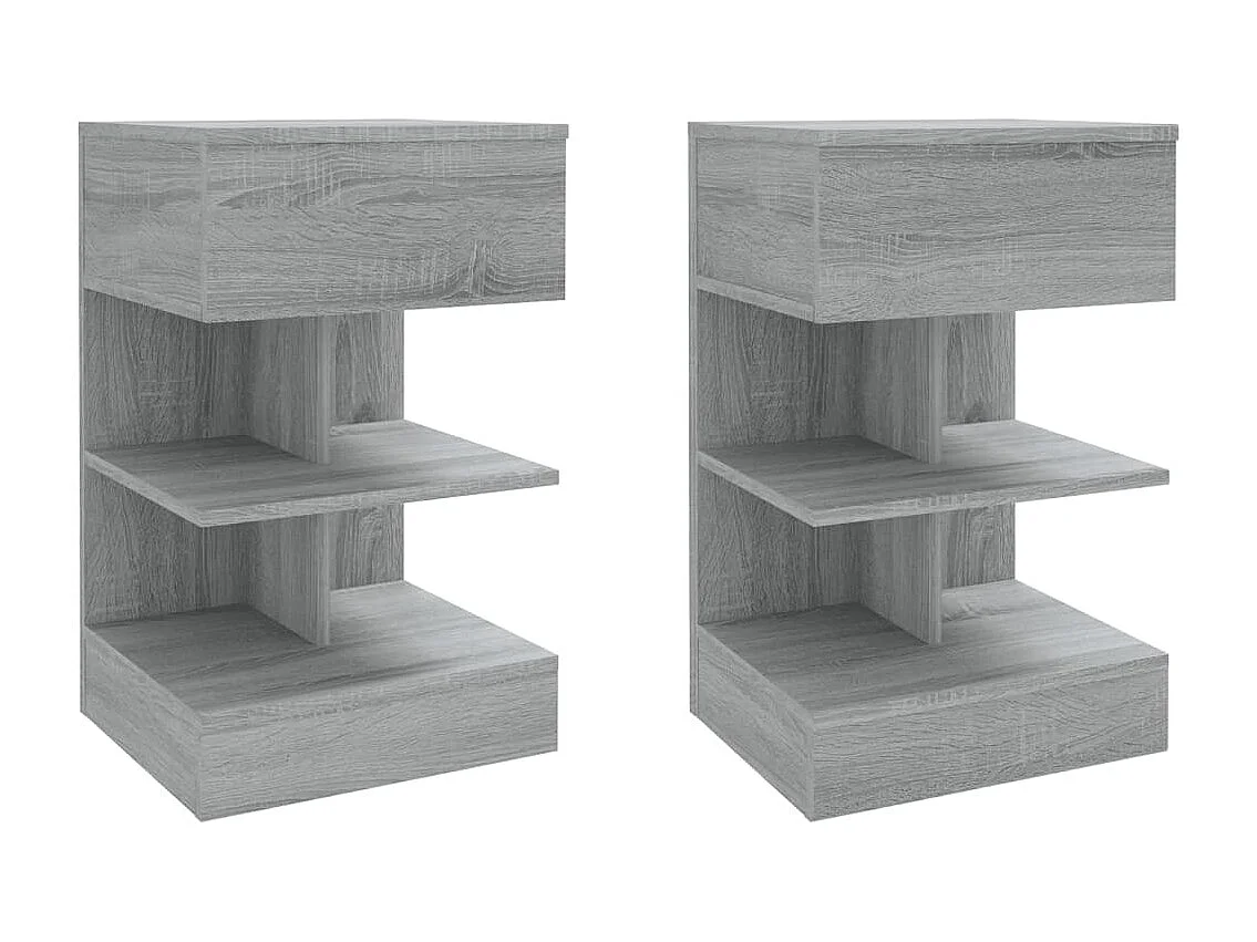 Mesitas de noche | Mesilla de noche 2 uds madera gris Sonoma 40x35x65 cm