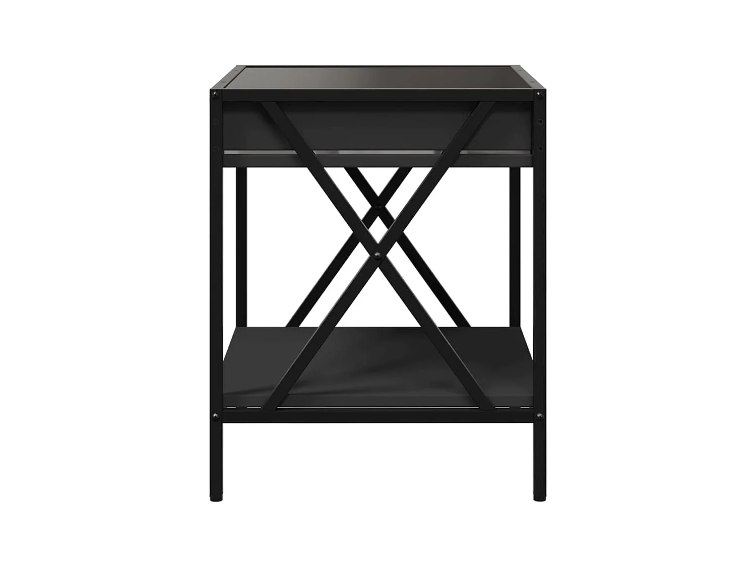 Mesita de noche | Mesilla de noche con Infinity LED negra 40x40x49 cm