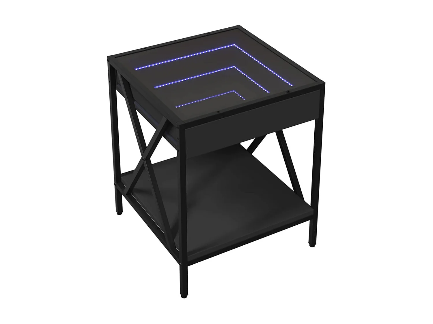 Nachttisch-Beistelltisch mit Infinity-LED Schwarz 40x40x49 cm SHL80430