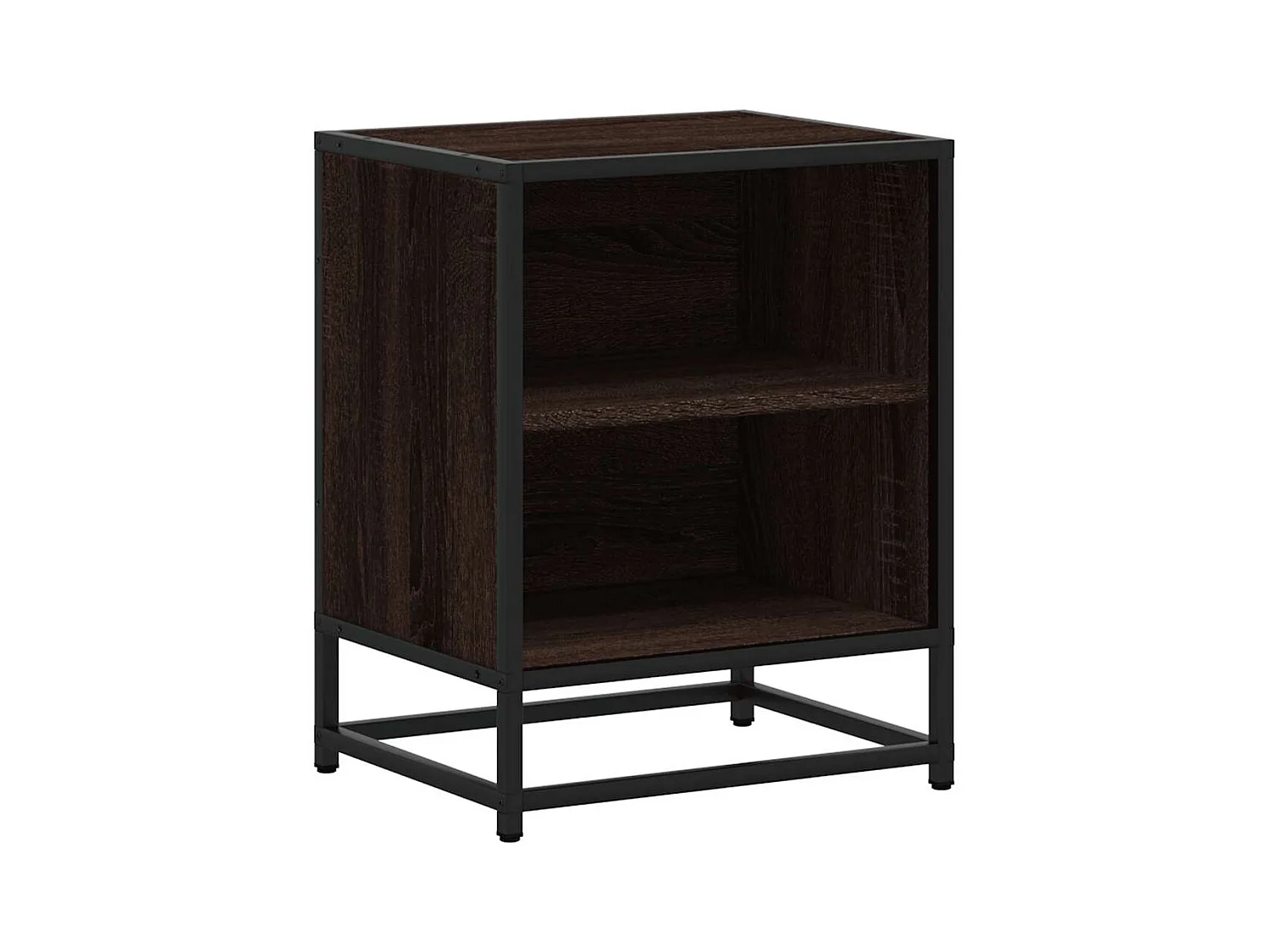 Mesita de noche | Mesilla de noche madera ingeniería roble marrón 40x31x50cm metal
