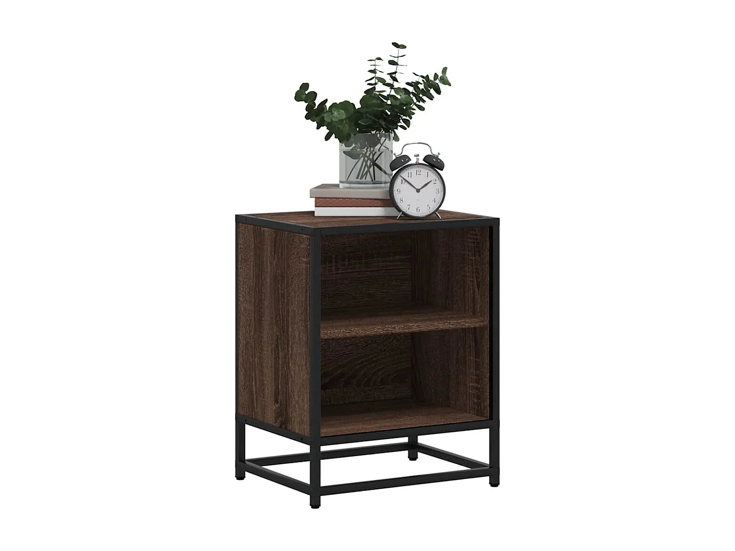 Nachttisch-Beistelltisch Braun Eichen-Optik 40x31x50 cm Holzwerkstoff Metall SHL18754