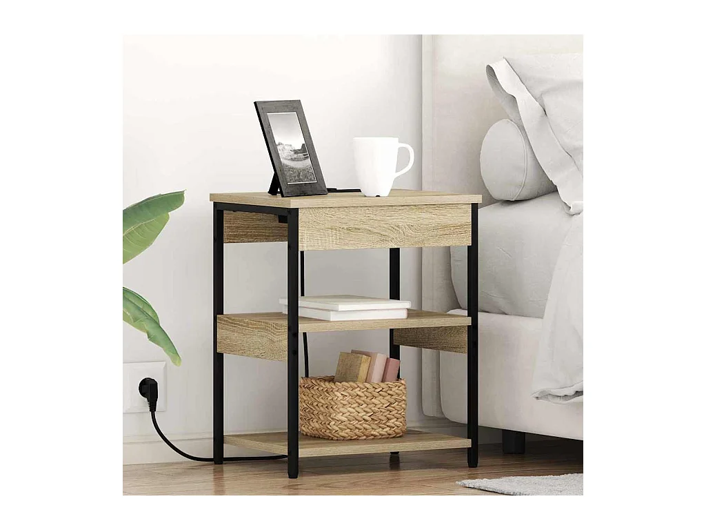 Mesita de Noche | Mesa auxiliar | Armario de Noche 2 uds. Roble Sonoma Madera contrachapada