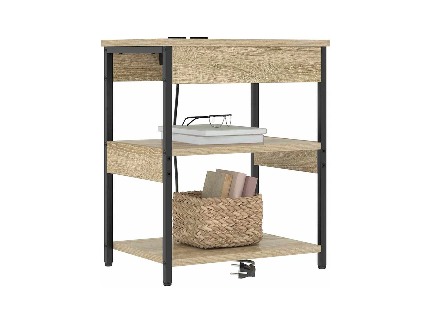 Mesita de Noche | Mesa auxiliar | Armario de Noche 2 uds. Roble Sonoma Madera contrachapada