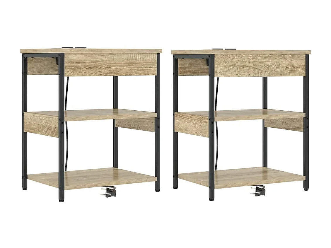 Lot de 2 Tables de chevet Chêne sonoma 41x31x51 cm