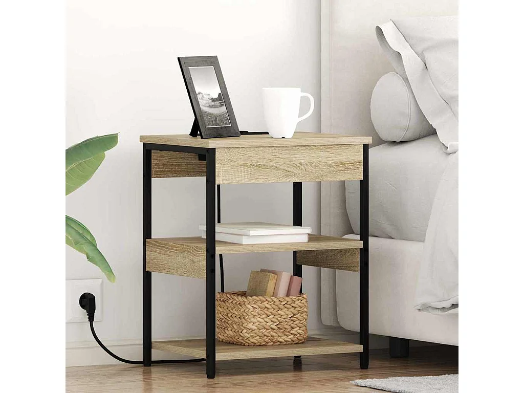 Lot de 2 Tables de chevet Chêne sonoma 41x31x51 cm