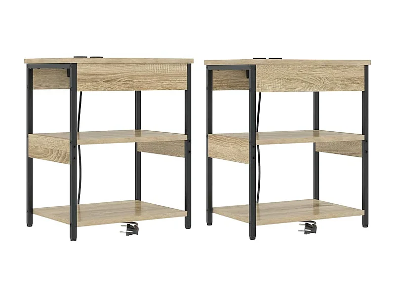 Mesa de Cabeceira Moderna 2 Peças Carvalho sonoma Madeira processada