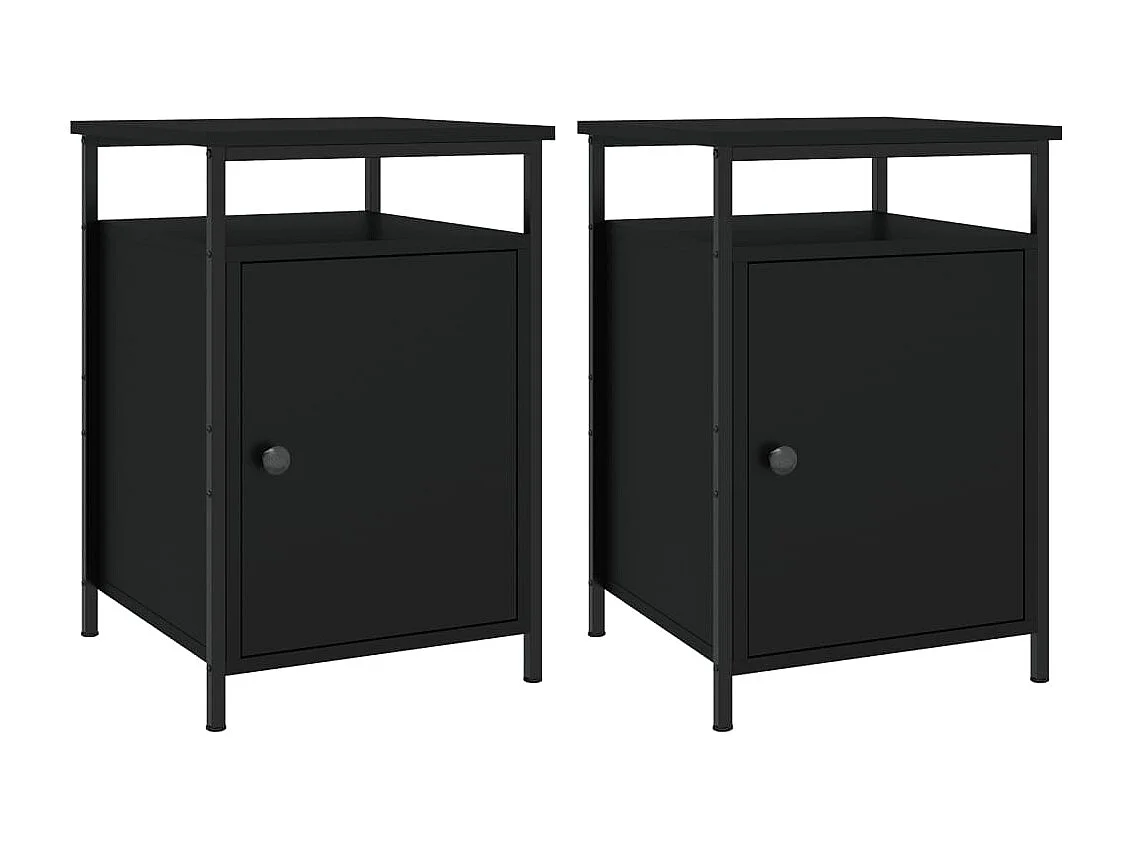 Mesitas de noche | Mesilla de noche 2 uds madera contrachapada negro 40x42x60 cm