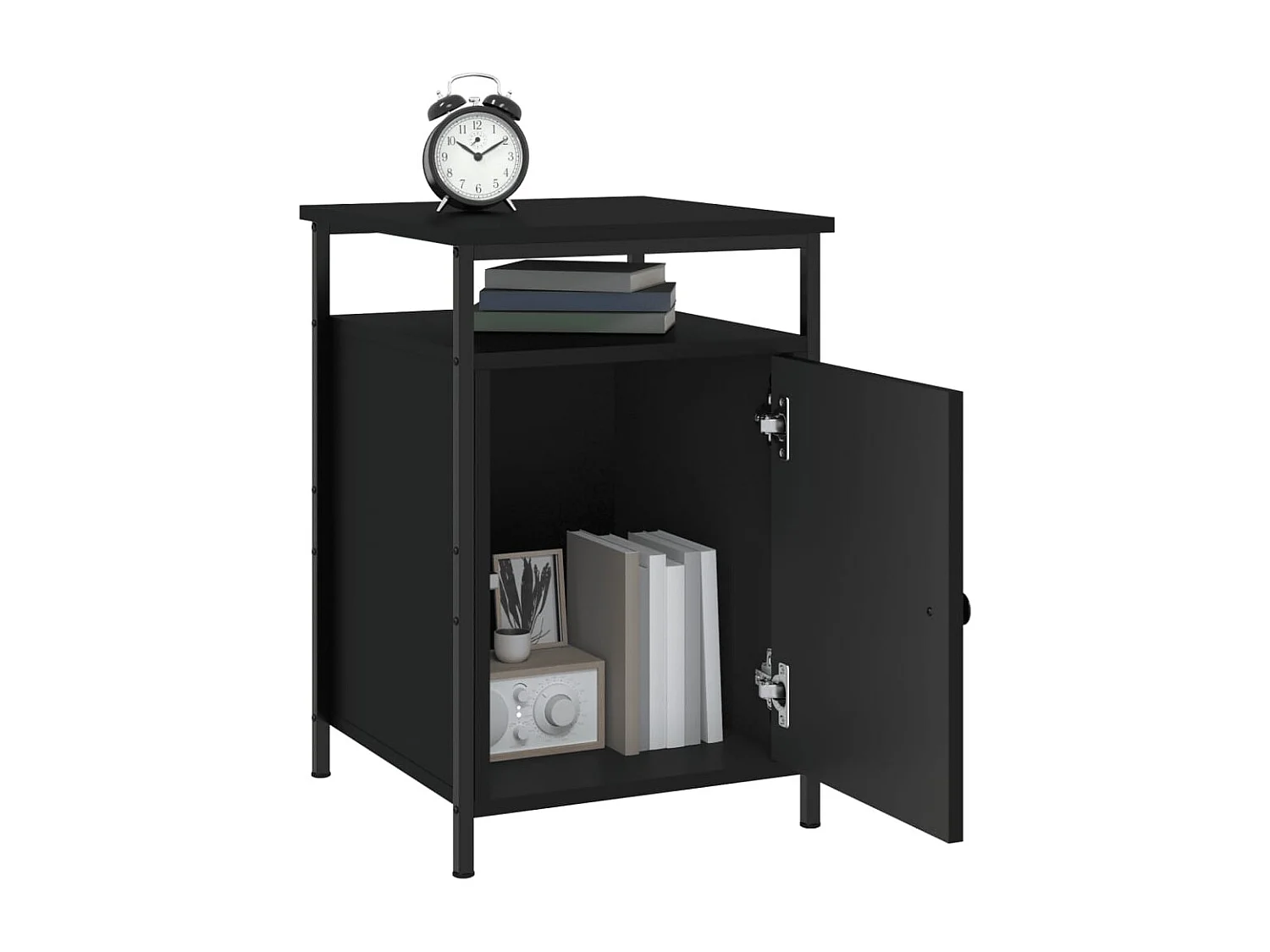 Nachttisch 2er Set-Beistelltisch-Nachttischkommode Schwarz 40x42x60 cm Holzwerkstoff SHL51363