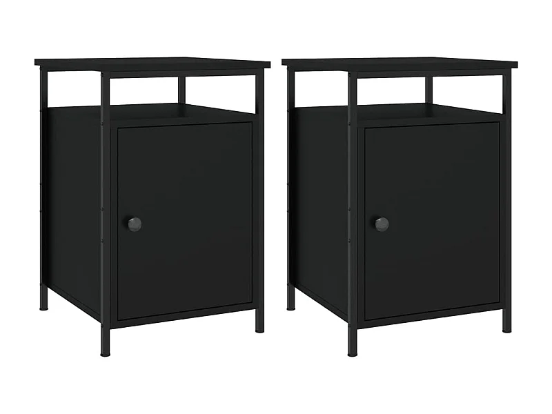 Mesa de Cabeceira Moderna 2 peças 40x42x60 cm derivados de madeira preto