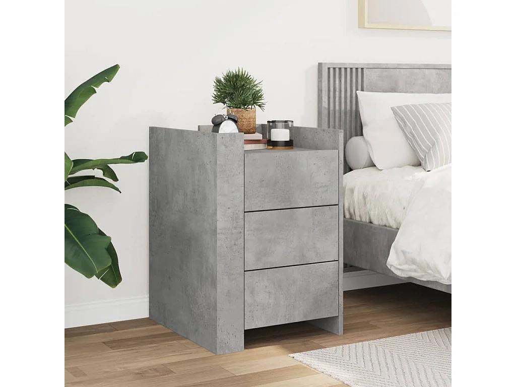 Nachttisch-Beistelltisch-Nachtschrank Betongrau 45x50x65 cm Holzwerkstoff SHL31138