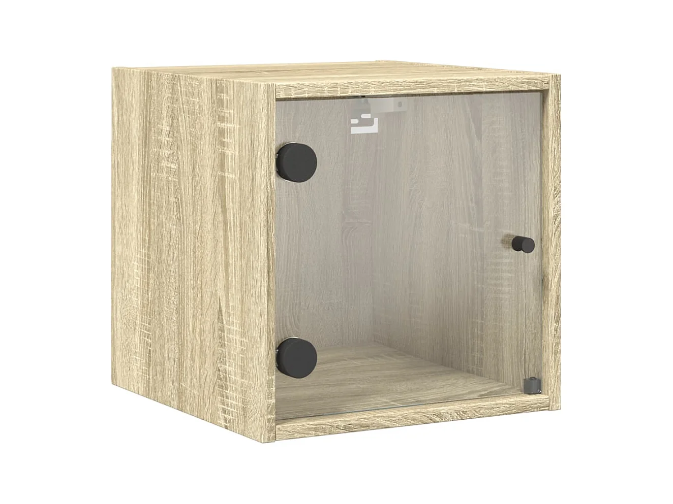 Mesitas de noche | Mesilla de noche con puertas vidrio 2 uds roble Sonoma 35x37x35 cm