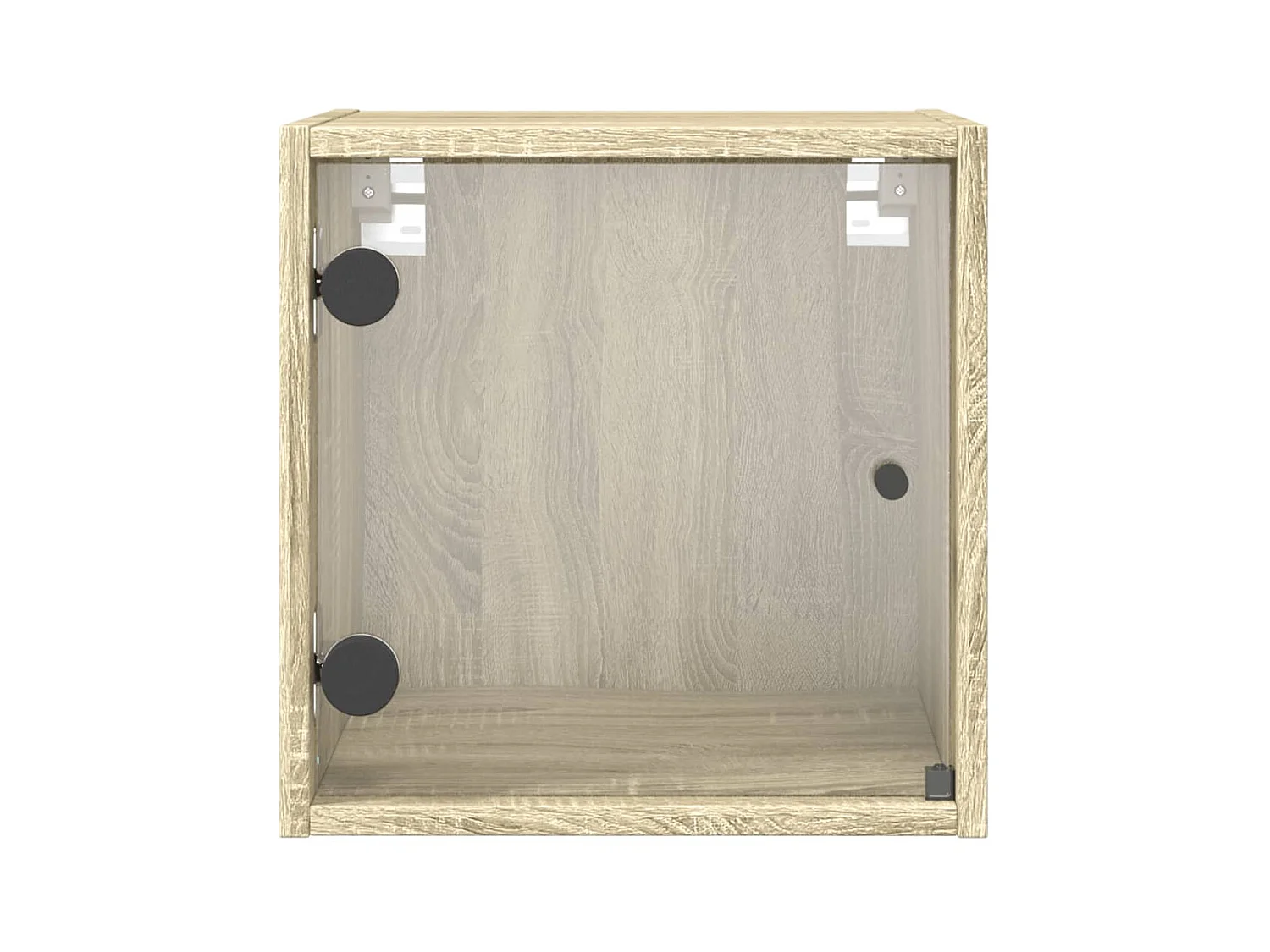 Mesitas de noche | Mesilla de noche con puertas vidrio 2 uds roble Sonoma 35x37x35 cm