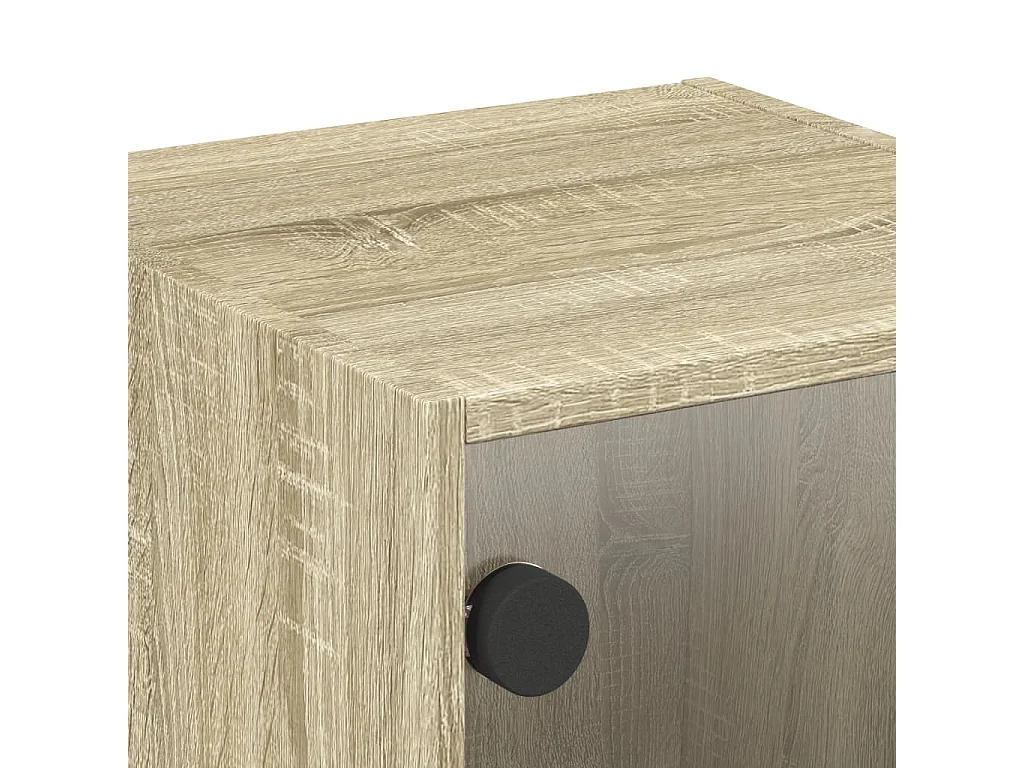 Nachttisch 2er Set-Beistelltisch mit Glastüren Sonoma-Eiche 35x37x35 cm SHL93426