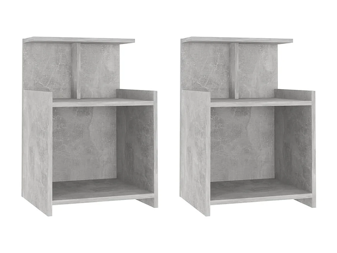 Tables de chevet-Tables de nuit 2 pcs avec Compartiments ouverts Gris béton 40x35x60 cm Aggloméré