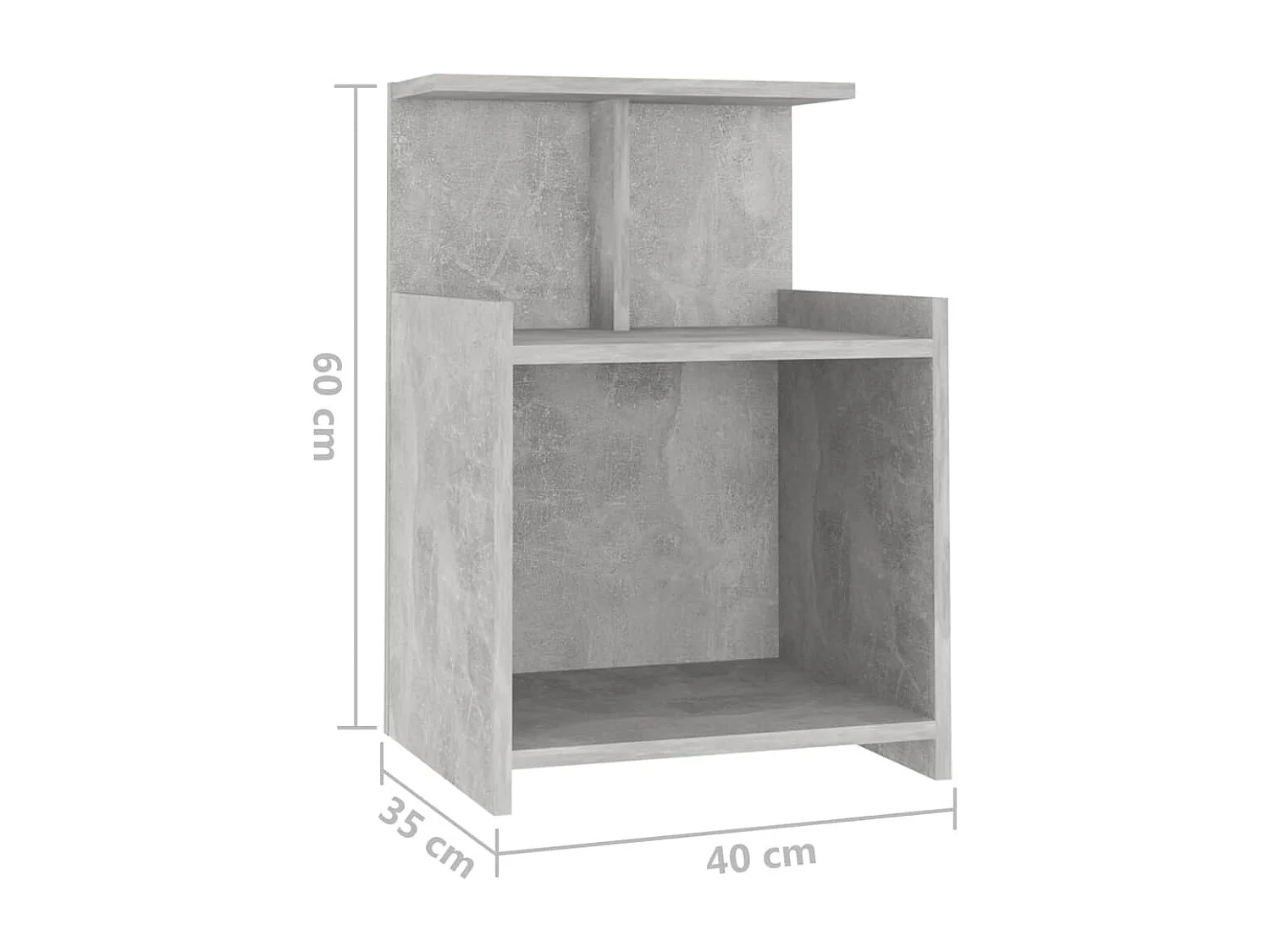 Tables de chevet-Tables de nuit 2 pcs avec Compartiments ouverts Gris béton 40x35x60 cm Aggloméré