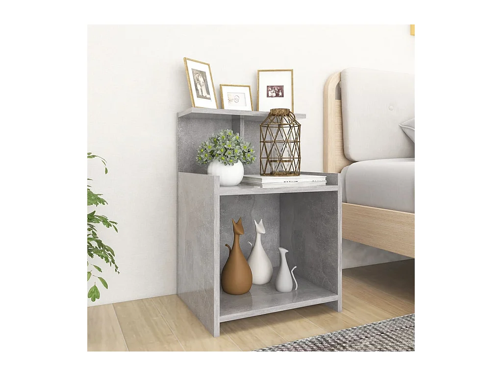 Mesitas de noche | Mesilla de noche 2 uds contrachapada gris hormigón 40x35x60 cm