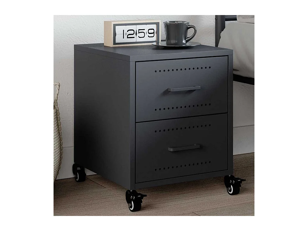 Table de chevet Étroite-Table d'appoint-Table de nuit anthracite 36x39x43,5 cm acier