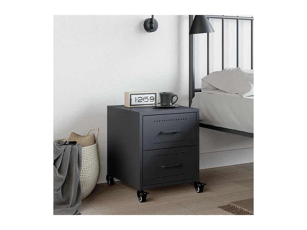 Table de chevet Étroite-Table d'appoint-Table de nuit anthracite 36x39x43,5 cm acier