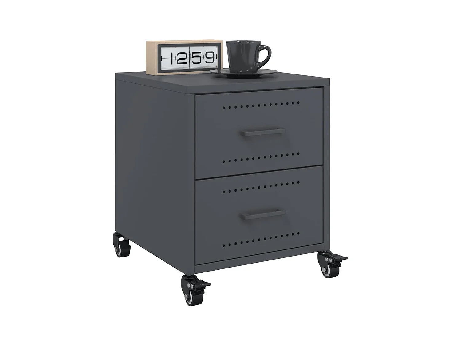 Table de chevet Étroite-Table d'appoint-Table de nuit anthracite 36x39x43,5 cm acier