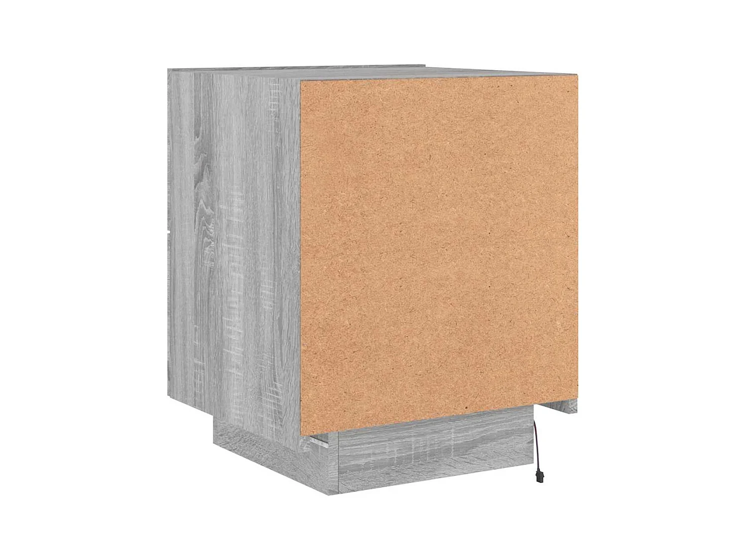 Mesita de noche | Mesilla de noche con luces LED madera de ingeniería gris Sonoma