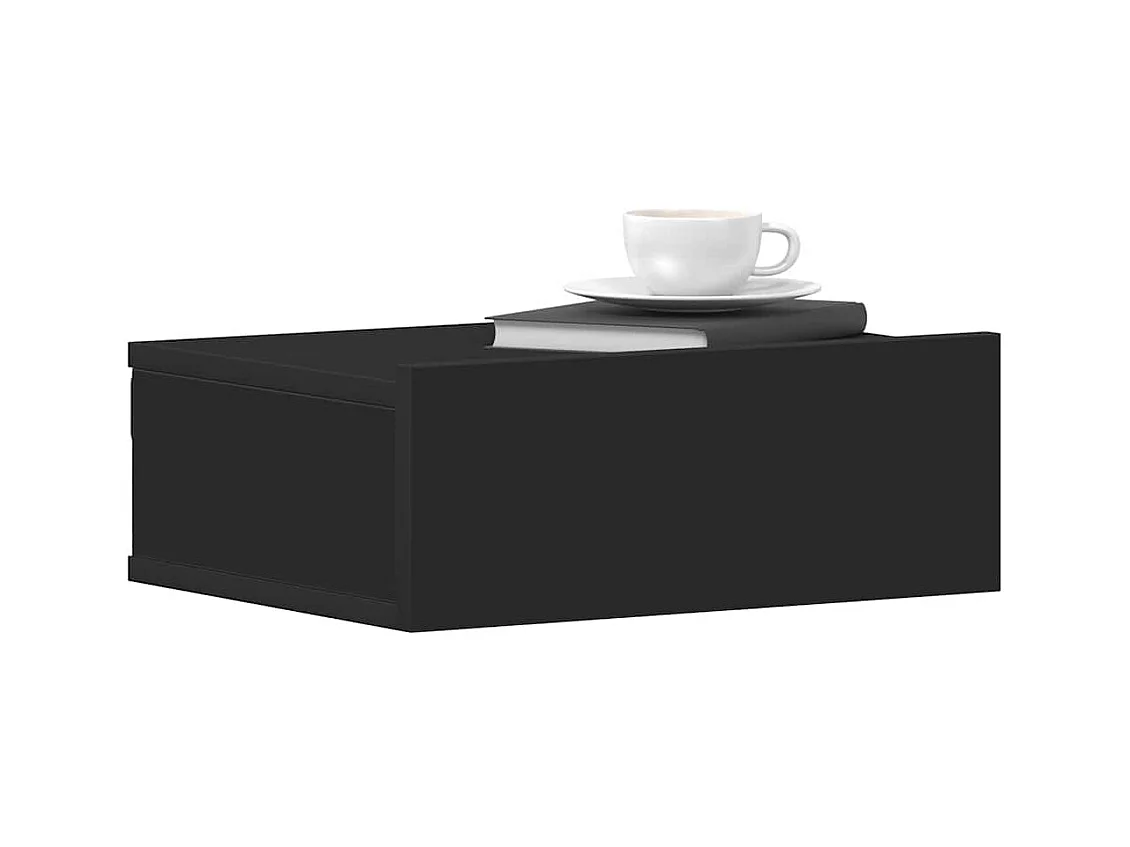 Mesitas de noche | Mesilla de noche flotantes 2 uds contrachapada negro 40x30x15cm