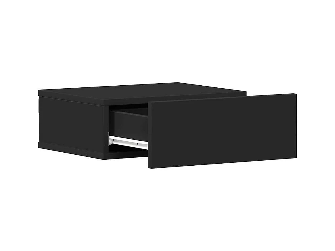 Mesitas de noche | Mesilla de noche flotantes 2 uds contrachapada negro 40x30x15cm