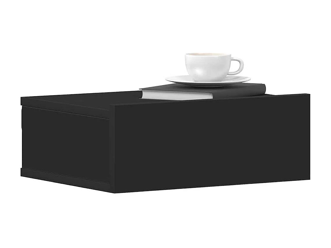 Nachttisch hängend 2er Set | Wand-Nachttische Schwarz 40x30x15 cm Holzwerkstoff SHL1740