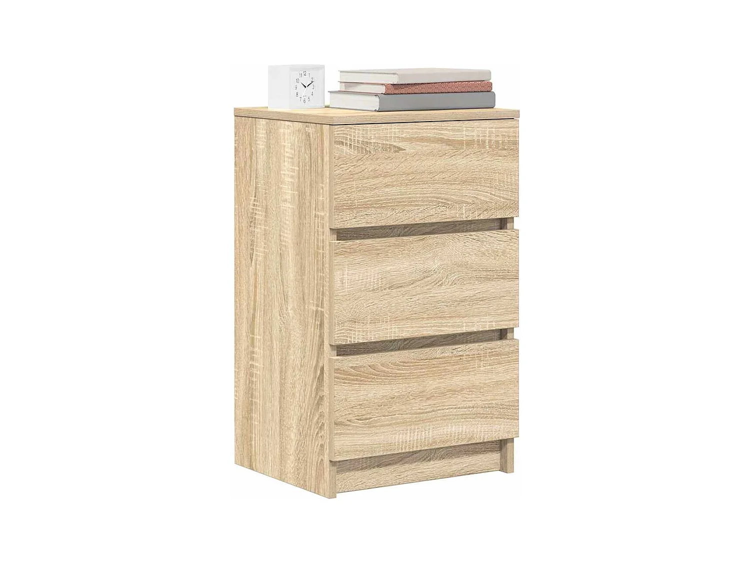 Pack 2 uds Mesilla de noche | Mesitas de noche con 3 cajones roble Sonoma 39x35x65 cm