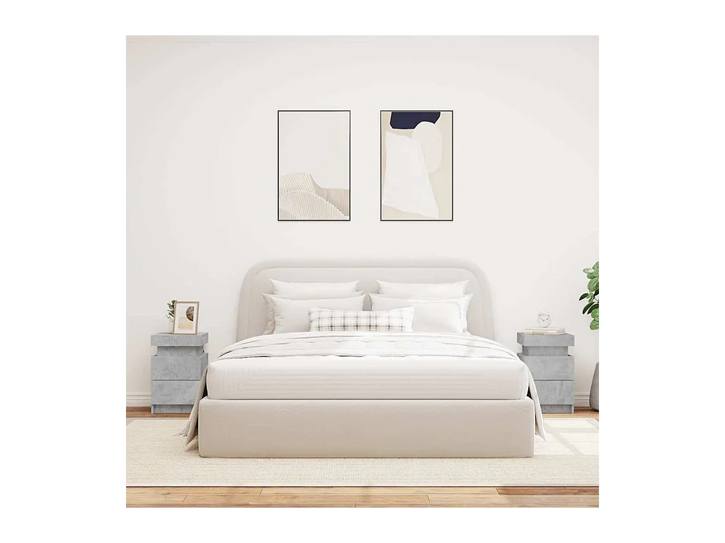 Mesitas de noche | Mesilla de noche con luces LED 2 uds gris hormigón 35x39x55 cm