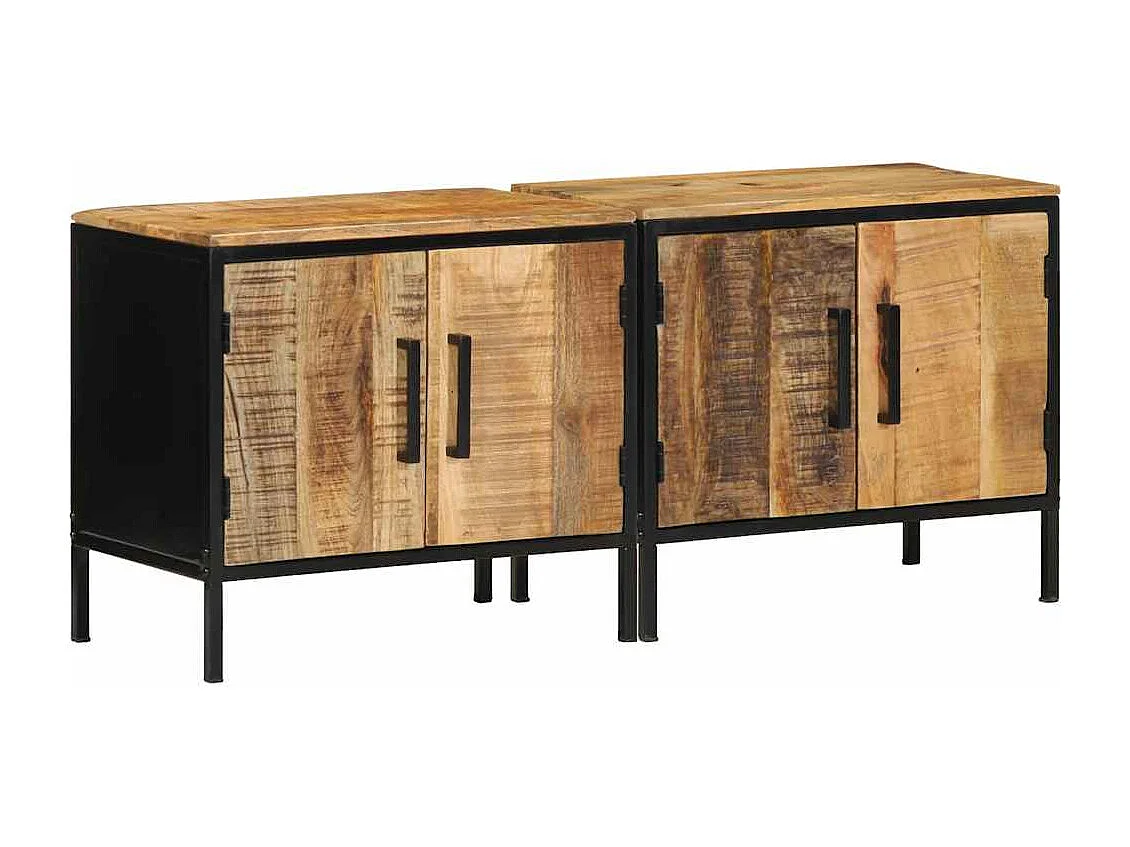 Nachttisch-Beistelltisch Braun und Schwarz 50 x 30 x 45 cm massives Mangoholz SHL91162