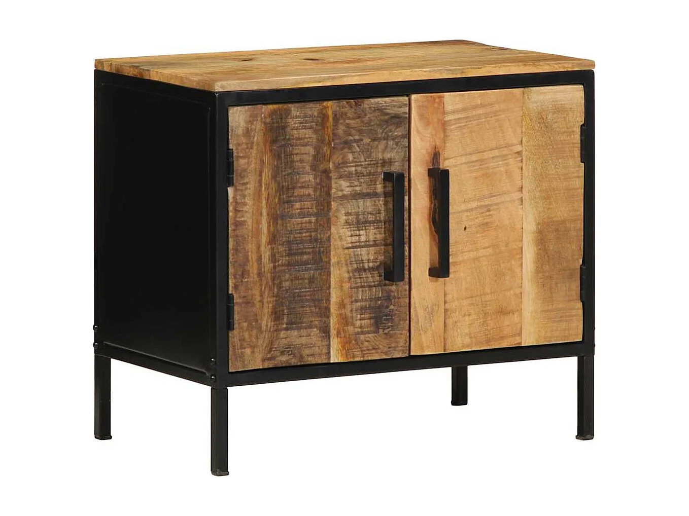 Nachttisch-Beistelltisch Braun und Schwarz 50 x 30 x 45 cm massives Mangoholz SHL91162