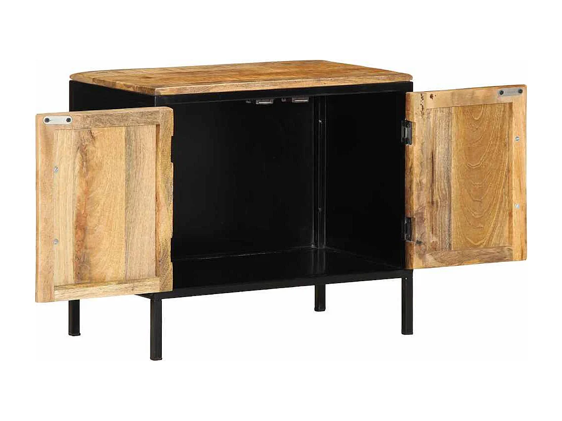 Nachttisch-Beistelltisch Braun und Schwarz 50 x 30 x 45 cm massives Mangoholz SHL91162