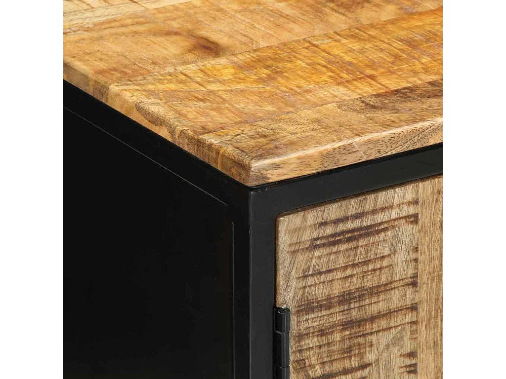 Nachttisch-Beistelltisch Braun und Schwarz 50 x 30 x 45 cm massives Mangoholz SHL91162