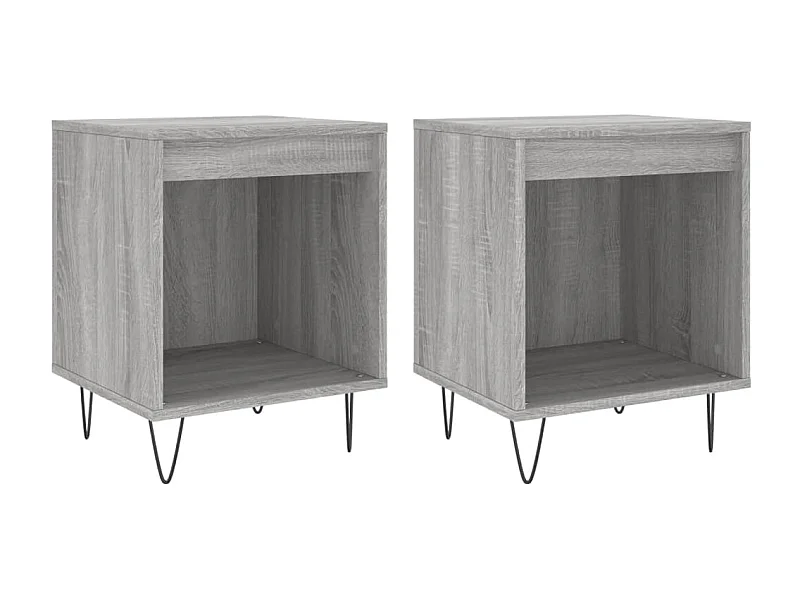 Lot de 2 Tables de chevet avec Compartiments ouverts sonoma gris 40x35x50 cm bois ingénierie