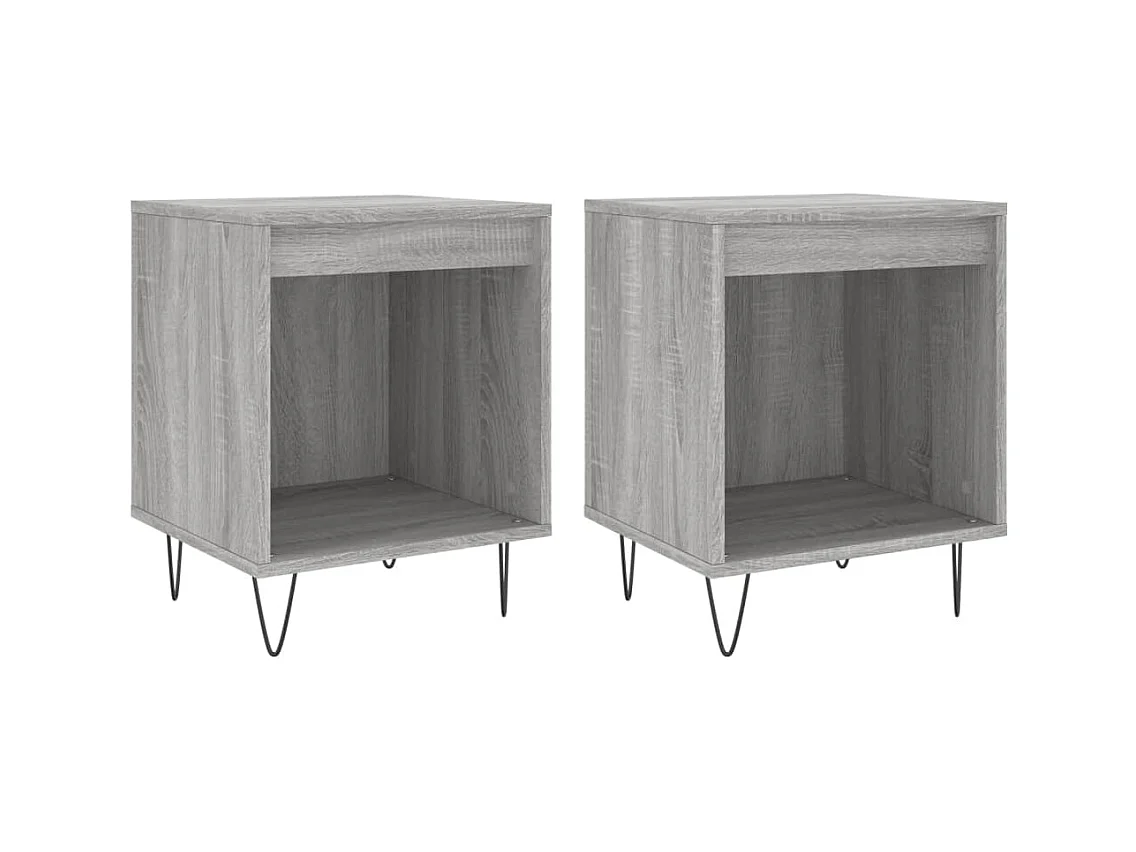 Mesita de noche | Mesilla de noche 2 uds. madera ingeniería gris Sonoma 40x35x50 cm