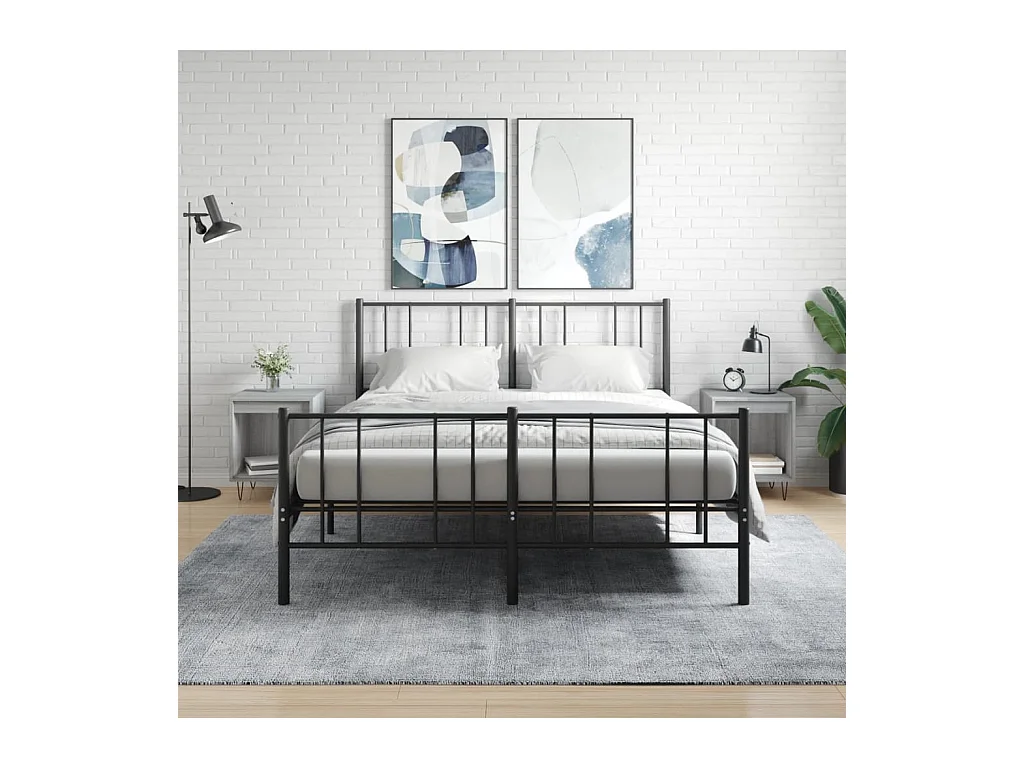 Mesita de noche | Mesilla de noche 2 uds. madera ingeniería gris Sonoma 40x35x50 cm