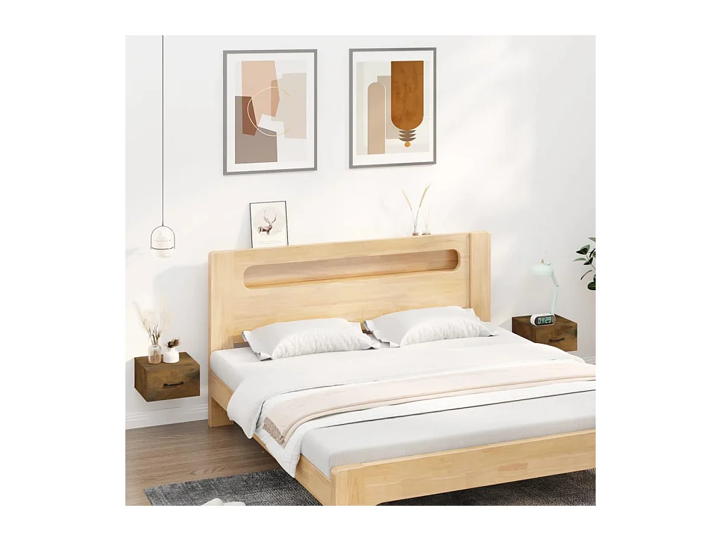 Mesitas de noche | Mesilla de noche de pared 2 uds roble ahumado 35x35x20 cm