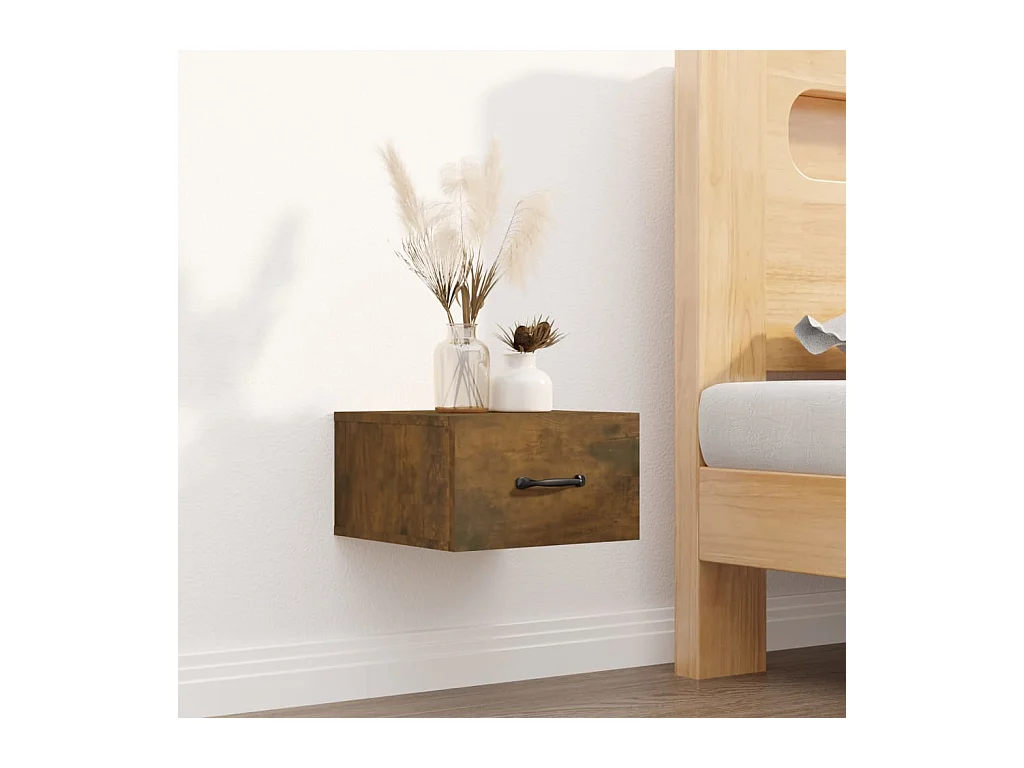 Mesitas de noche | Mesilla de noche de pared 2 uds roble ahumado 35x35x20 cm