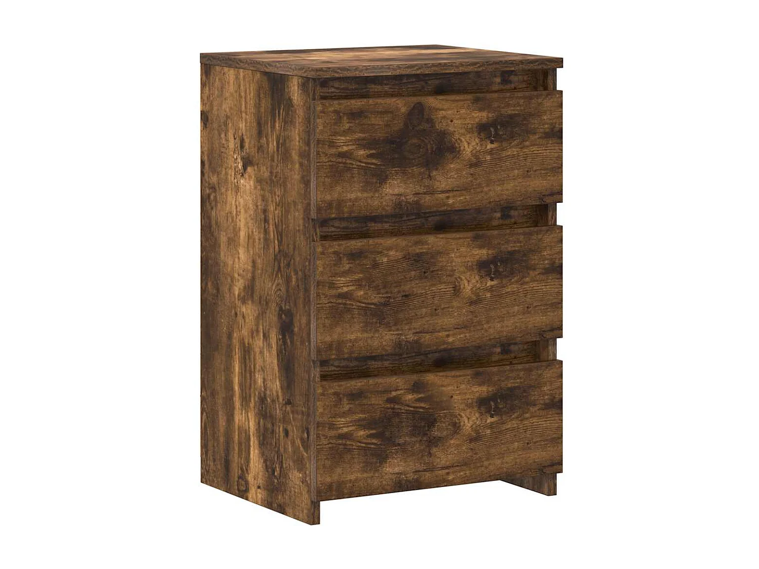 Nachttisch 2er Set-Beistelltisch-Nachttischkommode Räuchereiche 40x35x62,5 cm Holzwerkstoff SHL45748