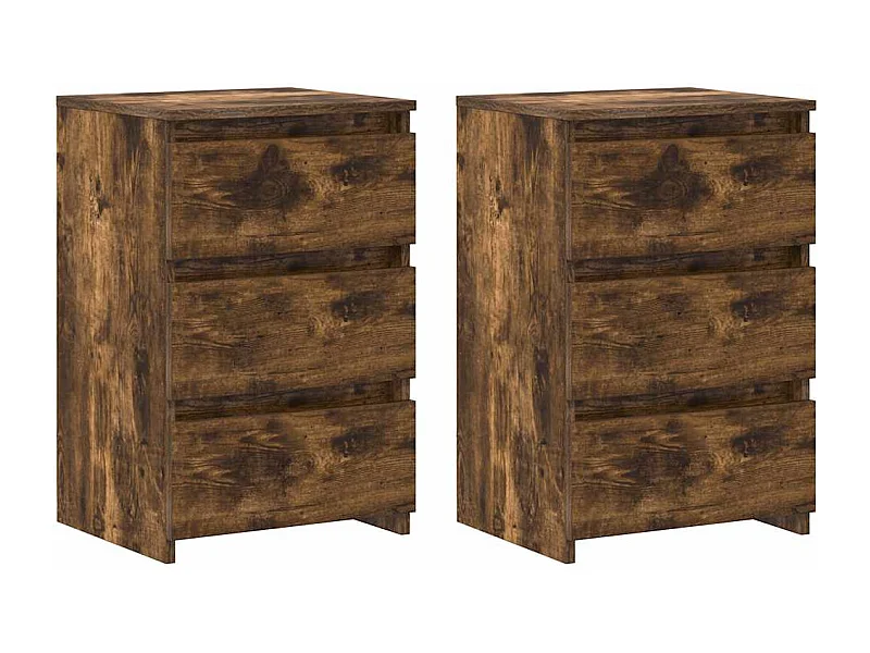 Mesa de Cabeceira Moderna 2 peças 40x35x62.5cm madeira proc. carvalho fumado