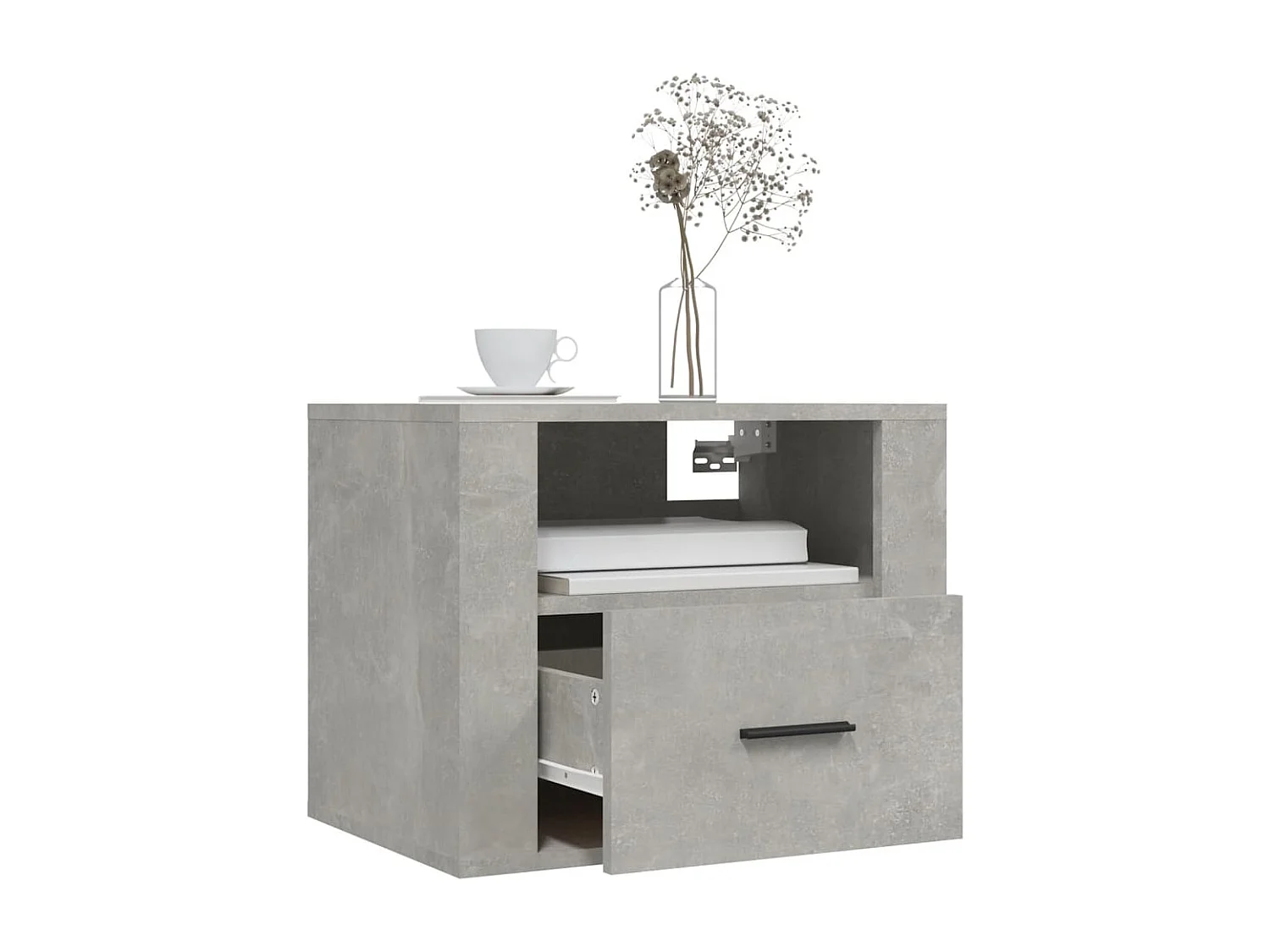 Mesitas de noche | Mesilla de noche de pared 2 uds gris hormigón 50x36x40 cm