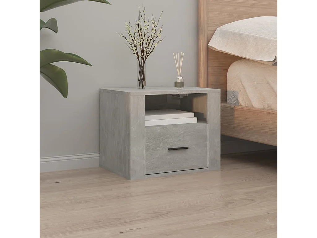 Lot de 2 Tables de chevet flottantes Gris béton 50x36x40 cm